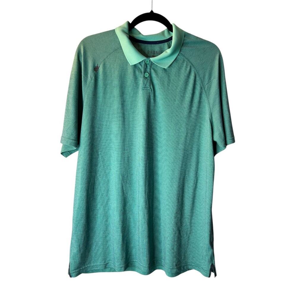 Rhone XXX Shirt Size L Green Delta Pique Performance Stretch Tennis Golf Polo